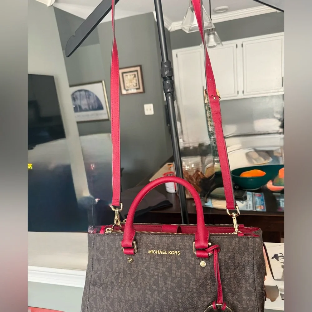 Michael Kors Red and Brown Satchel - Picture 7 of 8